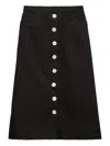 Prada Flared Midi Cotton Drill Skirt