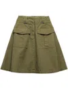 Prada Womens Green Flared Patch-pockets Cotton Cargo Skirt In Green