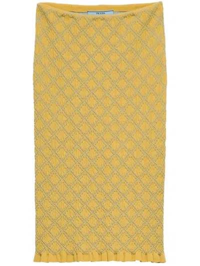 Prada Cotton Skirt In Yellow