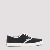 Prada Lace Up Sneakers Contrast Trim Rubber Sole In Black
