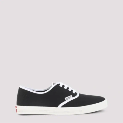 Prada Lace Up Sneakers Contrast Trim Rubber Sole In Black