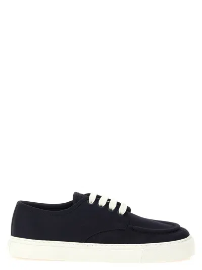 Prada Sneakers Navy Blue In Cotton Canvas In Multi