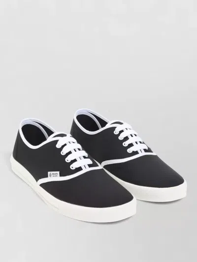 Prada Canvas Low Profile Sneakers Rubber Sole In Black
