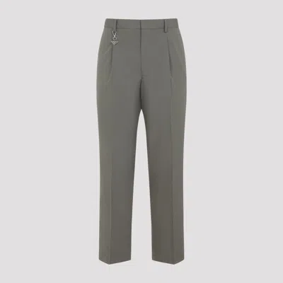 Prada Cotton Straight Leg Pants For Men In Green
