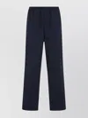 Prada Cotton Straight Leg Trousers With Elastic Waistband In Blue