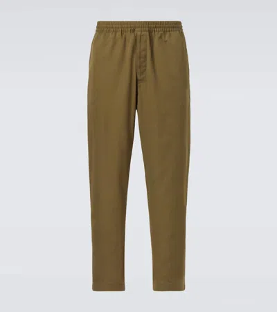 Prada Cotton Straight Pants In Green
