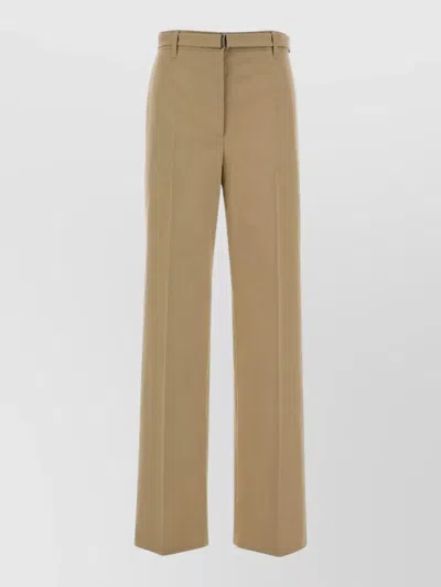 Prada Cotton Straight Trousers Belt Loops Back Pockets In Nude