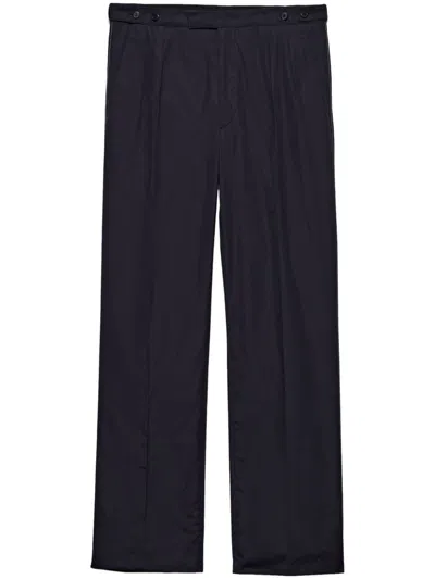 Prada Cotton Straight Trousers In Blue