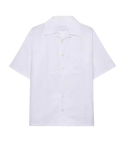 Prada Cotton Shirt With Short Sleeves And Pockets In White