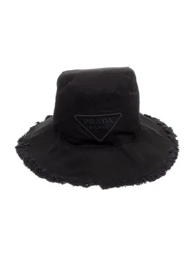 Pre-owned Prada Cotton Sunflower Hat In Black
