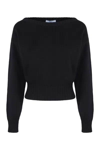 Prada Cotton Sweater In Black