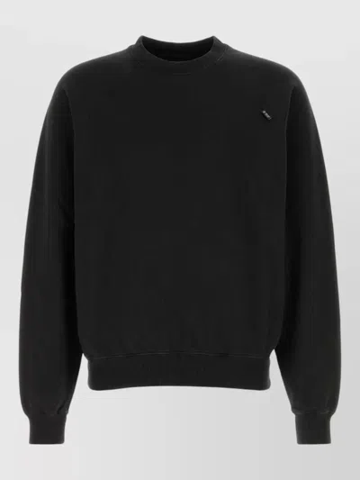Prada Cotton Sweatshirt Crew Neck Long Sleeves In Black