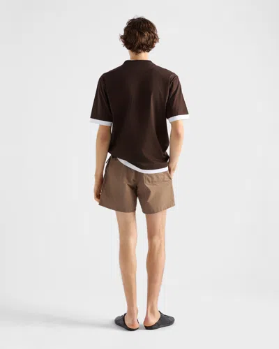 Prada Cotton T-shirt In Brown