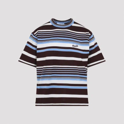 Prada Amaranth And Light Blue Striped Cotton T-shirt In Multi