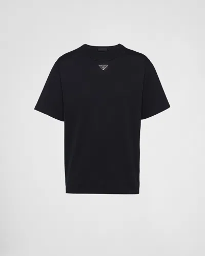 Prada Triangle Logo Oversized T-shirt In Black