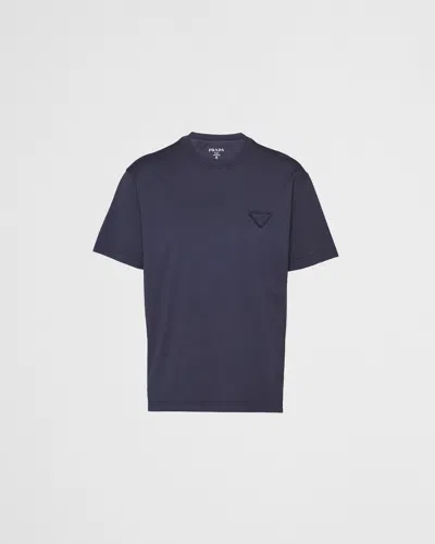 Prada Men's Jersey Conceptual Logo T-shirt In Blue | ModeSens