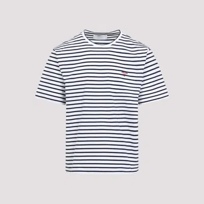 Prada Cotton T-shirt In Bianco Blu