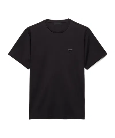 Prada Cotton T-shirt In Black