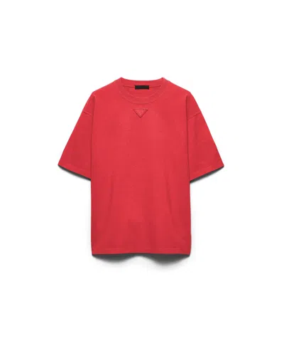 Prada Triangle-logo T-shirt In Red