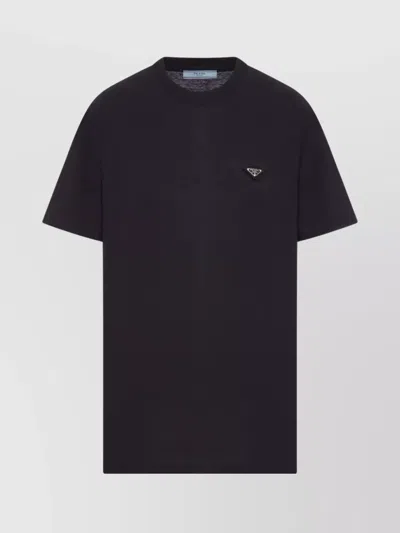PRADA COTTON T-SHIRT TRIANGLE LOGO