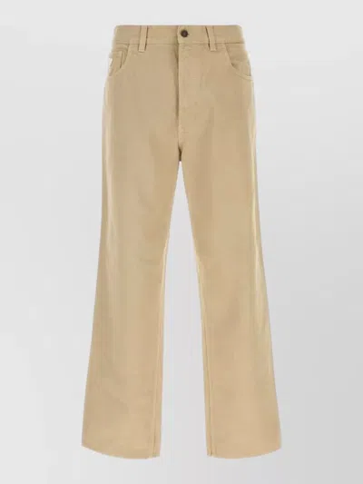 Prada Cotton Tailored Pants Belt Loops Pockets In White