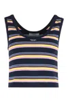Prada Embroidered Cotton Tank Top In Multicolor