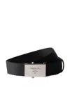 Prada Mens Black Logo-plaque Cotton Tape Belt In Black