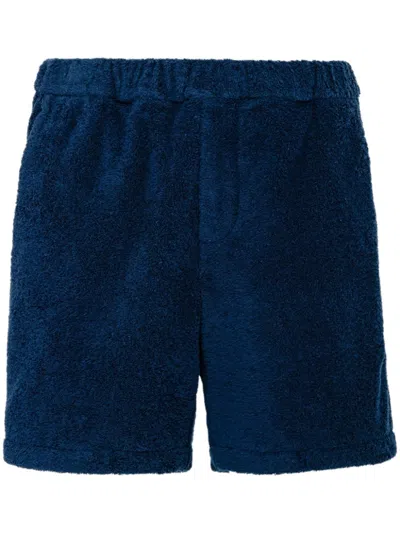 Prada Cotton Terry Shorts In Blue