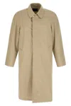Prada Cotton Trench Coat In Brown