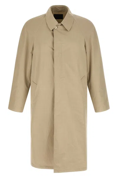 Prada Cotton Trench Coat In Brown