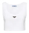 Prada Jersey Cropped Tank Top In White