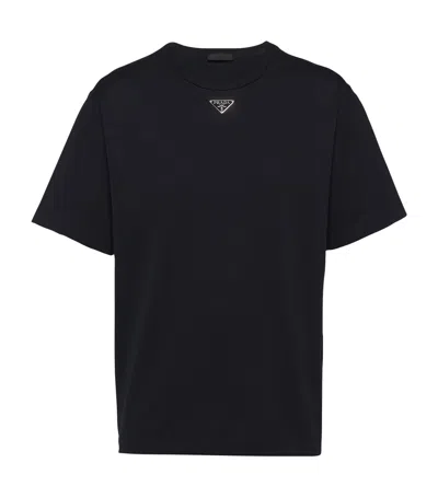 Prada Triangle Logo Oversized T-shirt In Black