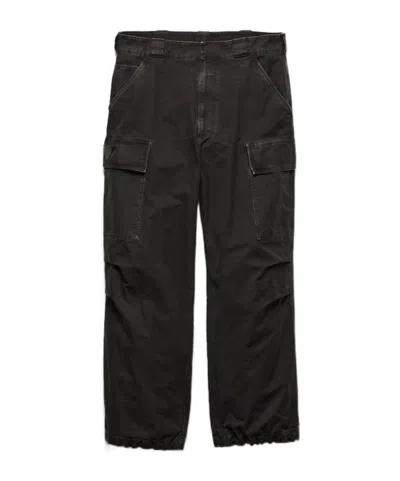 Prada Cotton Trousers In Black