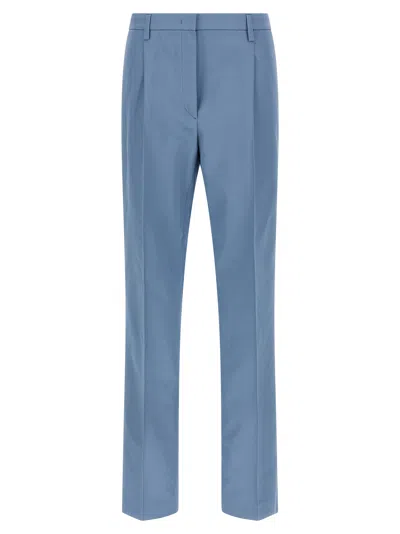 Prada Tailored Cotton Trousers Straight Leg In Blue