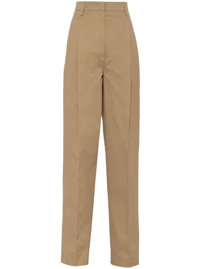 Prada Cotton Trousers In Brown