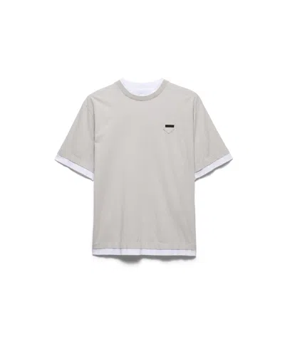 Prada Cotton T-shirt In Gray