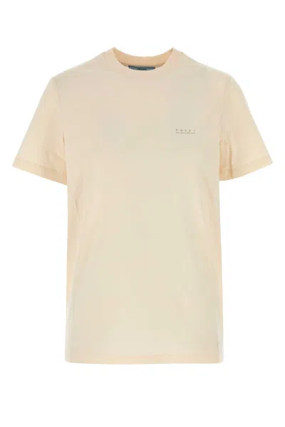 Prada Cotton T-shirt In Beige O Tan