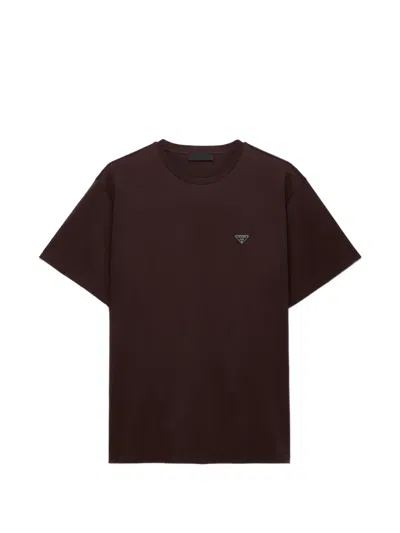 Prada Cotton T-shirt In Brown