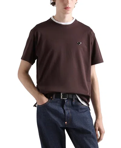 Prada Cotton T-shirt In Brown