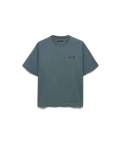 Prada Cotton T-shirt In Dark Teal