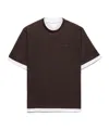 Prada Layered Cotton Jersey T-shirt In Brown