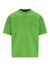 Prada Green Solid Crew Neck T-shirt In Green