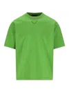 Prada Green Solid Crew Neck T-shirt In Green