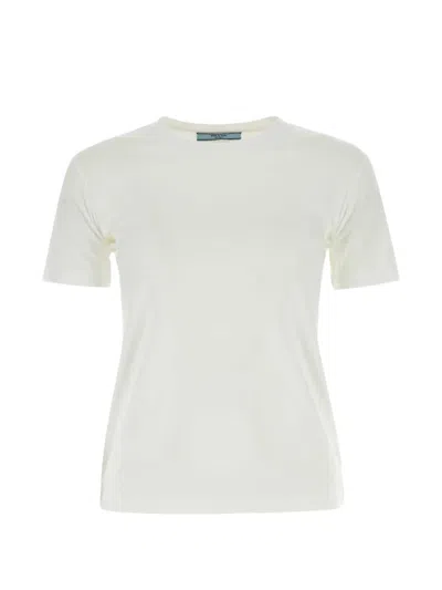 Prada White Solid Crew Neck T-shirt