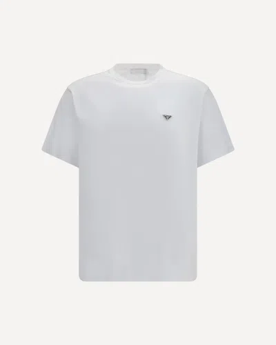 Prada Cotton T-shirt With Triangle Logo In White