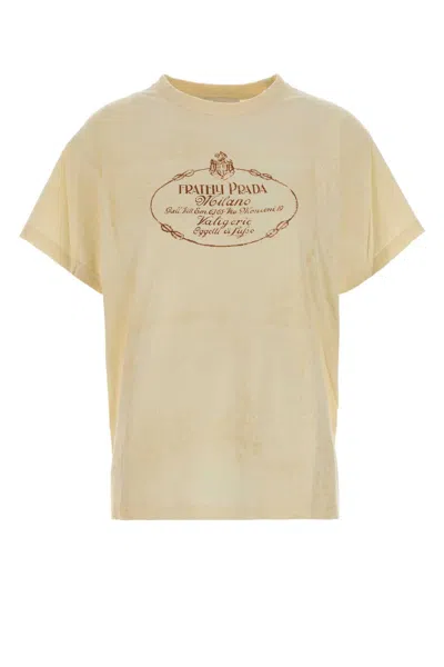 Prada Cotton T-shirt In Yellow
