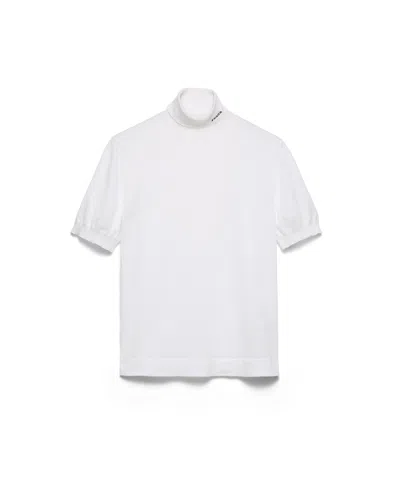 Prada Rollkragenpullover Aus Baumwolle In White