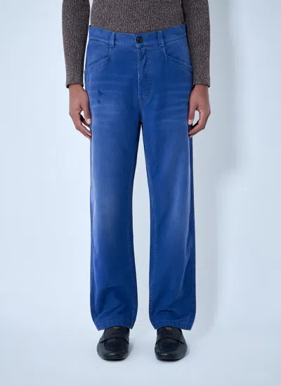 Prada Cotton Twill Pants In Blue