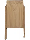 Prada Belted Cotton Pencil Skirt In Brown