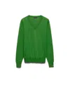Prada Pullover Aus Baumwolle Mit V-ausschnitt In Green